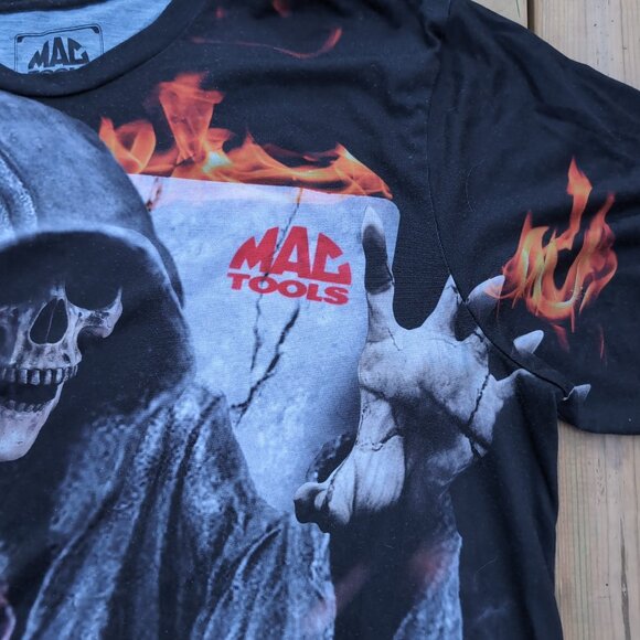 Mac Tools Grim Reaper Flame Graphic T-Shirt Black – Men’s XL - Picture 2 of 6